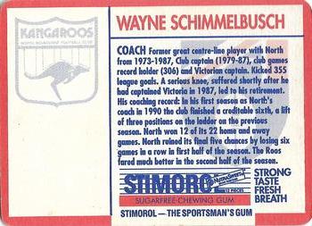 1991 Scanlens Stimorol #66 Wayne Schimmelbusch Back